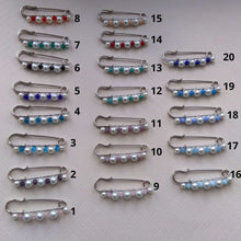 Charger l&#39;image dans la galerie, Broche Attache-traîne pour robe de mariée en perles et cristal 20 couleur différentes