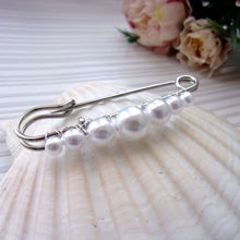 Charger l&#39;image dans la galerie, Epingle broche attache-traîne minimaliste en perles pour robe de mariée