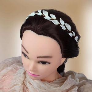 Headband en feuilles en porcelaine froide façonnées à la main pour coiffure de mariage bohème inspiration grecque