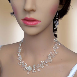 Boucles d'oreilles pendantes en perles et cristal, Bijoux de mariage romantique bohème