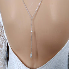 Charger l&#39;image dans la galerie, Collier minimaliste en perles avec chute de dos pour robe de mariée dos nu