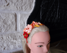 Charger l'image dans la galerie, Serre-tête kanzashi fleurs d'automne, Bandeau cheveux fleurs en satin, Diadème mariage champêtre