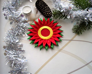 Bougeoir de Noël couleurs traditionnelles, Porte-bougie, Décoration table de fête