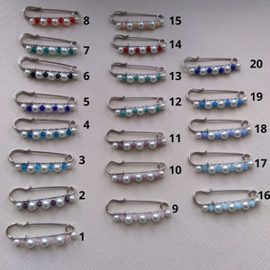 Broche Attache-traîne pour robe de mariée en perles et cristal 20 couleur différentes