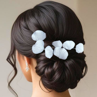 Lot d'épingles à cheveux feuilles blanches en porcelaine froide pour coiffure de mariage