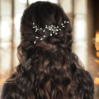 large bijou de cheveux avec des pistils blancs en porcelaine froide pour coiffure ou chignon de mariage 
