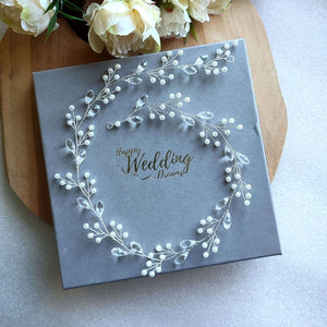 Vigne de cheveux en perles et cristal style bohème sur fil argenté pour coiffure de mariage