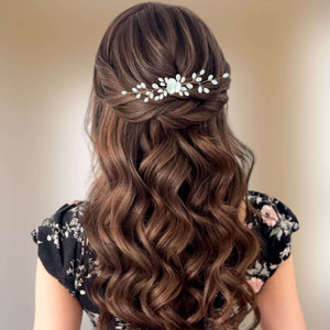 Bijou de cheveux floral d'arrière-tête en porcelaine froide pour coiffure de mariage bohème romantique