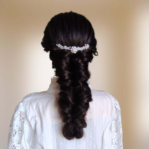 petit bijou de cheveux polyvalent d'arrière-tête ou chignon en perles et strass pour coiffure de mariage ou soirée