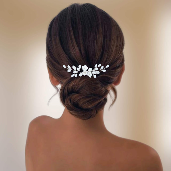 Petit bijou de cheveux en porcelaine froide pour coiffure de mariage romantique