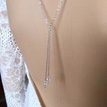 Charger l&#39;image dans la galerie, Collier de dos à enfiler avec double pendentif en cristal devant et double pendentif à l&#39;arrière pour robe de mariage dos nu