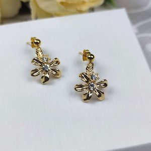 Boucles d'oreilles élégantes fleur dorée et strass pour mariage ou  soirée