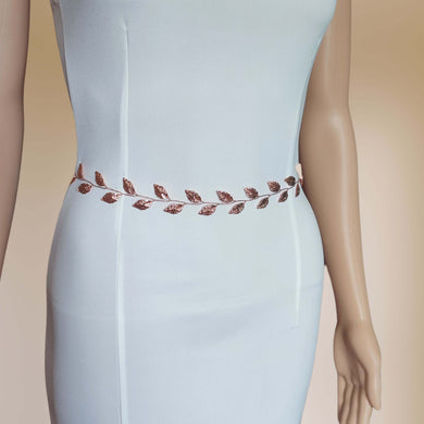 Ceinture fine en feuilles or rose pour robe de mariage bohème ou champêtre