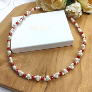 Ceinture fine en perles et cristaux rouges pour robe de mariée ou demoiselle d'honneur