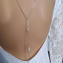 Charger l&#39;image dans la galerie, Collier minimaliste en perles avec chute de dos pour robe de mariée dos nu