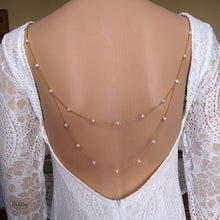 Charger l&#39;image dans la galerie, Collier de dos sans devant avec 2 chaînes de perles d&#39;eau douce à accrocher sur robe de mariage dos nu