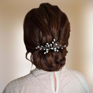 large épingle à cheveux en perles nacrées blanches en forme de gouttes et cristal transparent pour coiffure de mariage ou soirée