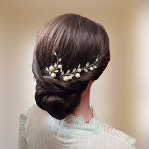 lot de 2 épingles à cheveux en perles nacrées et strass scintillant pour coiffure de mariage ou soirée