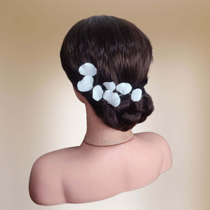 Lot d'épingles à cheveux feuilles blanches en porcelaine froide pour coiffure de mariage