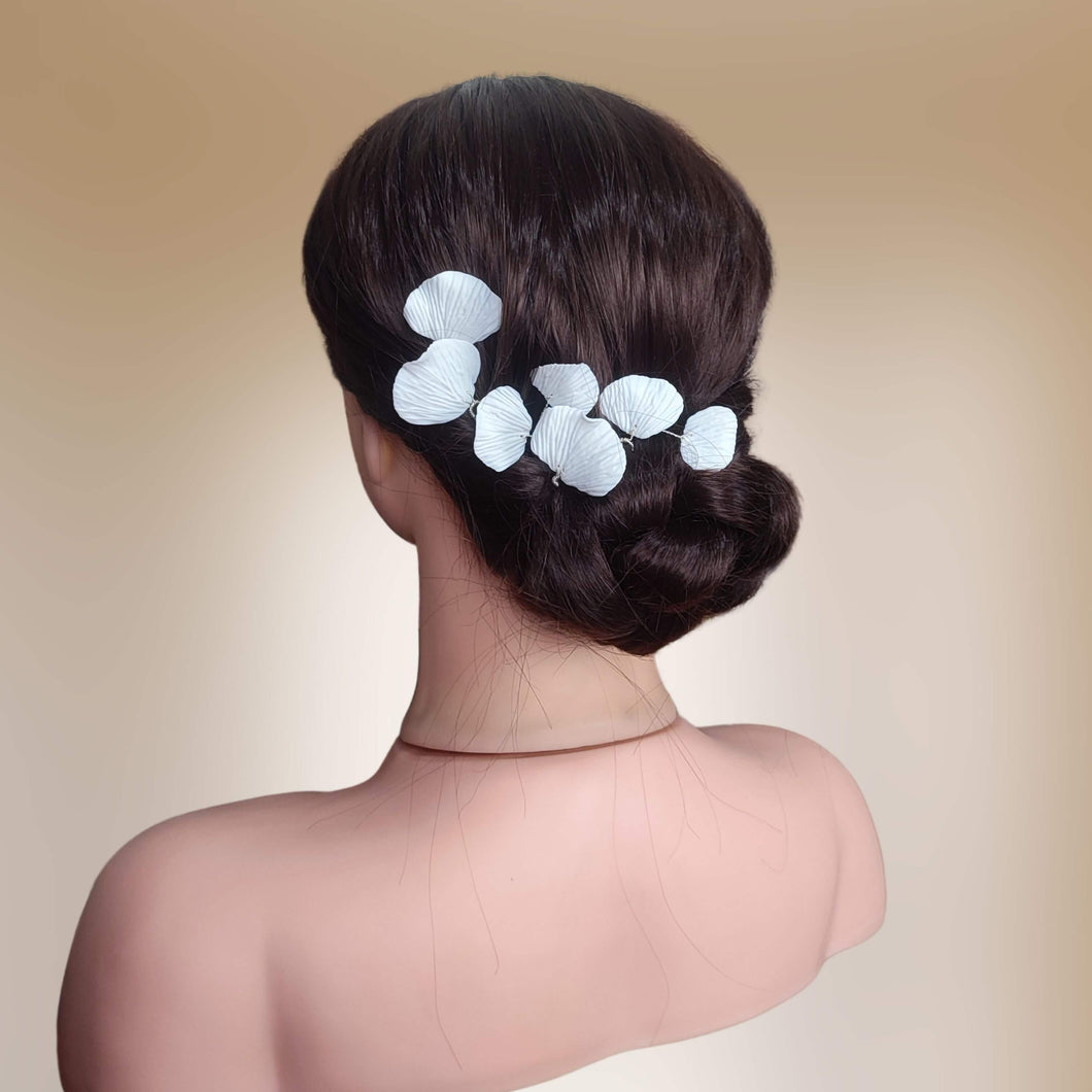 Lot d'épingles à cheveux feuilles blanches en porcelaine froide pour coiffure de mariage