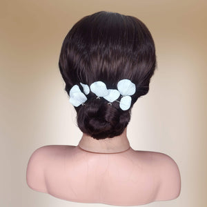 Lot d'épingles à cheveux feuilles blanches en porcelaine froide pour coiffure de mariage