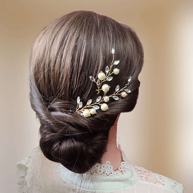 lot de 2 épingles à cheveux en perles nacrées et strass scintillant pour coiffure de mariage ou soirée