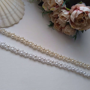 2 bandeaux de cheveux en perles nacrées ivoires et blanches