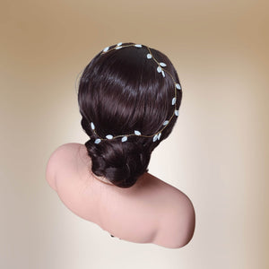 vigne de cheveux style antique grec ou romain avec petites feuilles blanches en porcelaine froide pour coiffure de mariage