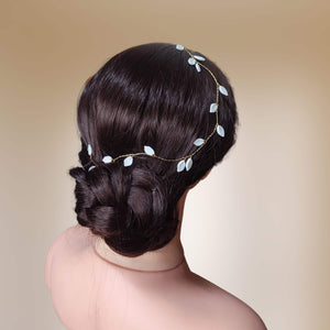 vigne de cheveux style antique grec ou romain avec petites feuilles blanches en porcelaine froide pour coiffure de mariage