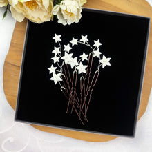 Charger l&#39;image dans la galerie, Lot de 7 épingles à cheveux motif étoiles en porcelaine froide pour coiffure de mariage, cérémonie ou Noël