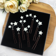 Charger l&#39;image dans la galerie, Lot de 7 épingles à cheveux motif étoiles en porcelaine froide pour coiffure de mariage, cérémonie ou Noël