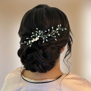 Long bijou de cheveux Peigne en perles et strass pour coiffure de mariage bohème