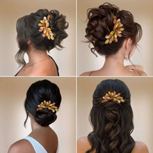 Charger l&#39;image dans la galerie, Bijou de cheveux avec feuilles en porcelaine froide dorées, cuivrées et bronze pour coiffure de mariage champêtre, rustique ou bohème