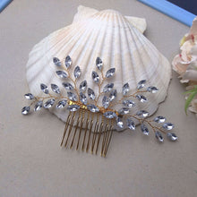Charger l&#39;image dans la galerie, Bijou de cheveux Peigne en cristaux de strass long pour coiffure de mariage ou soirée