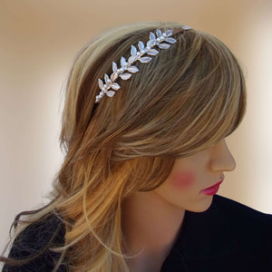 Bandeau de cheveux rustique avec feuilles argentées pour mariage vintage