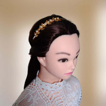 Charger l&#39;image dans la galerie, Bandeau de cheveux rustique avec feuilles dorées pour mariage vintage