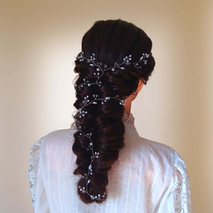 vigne de cheveux longue en forme de Y avec perles et cristal pour coiffure de sirène ou tresse bohème