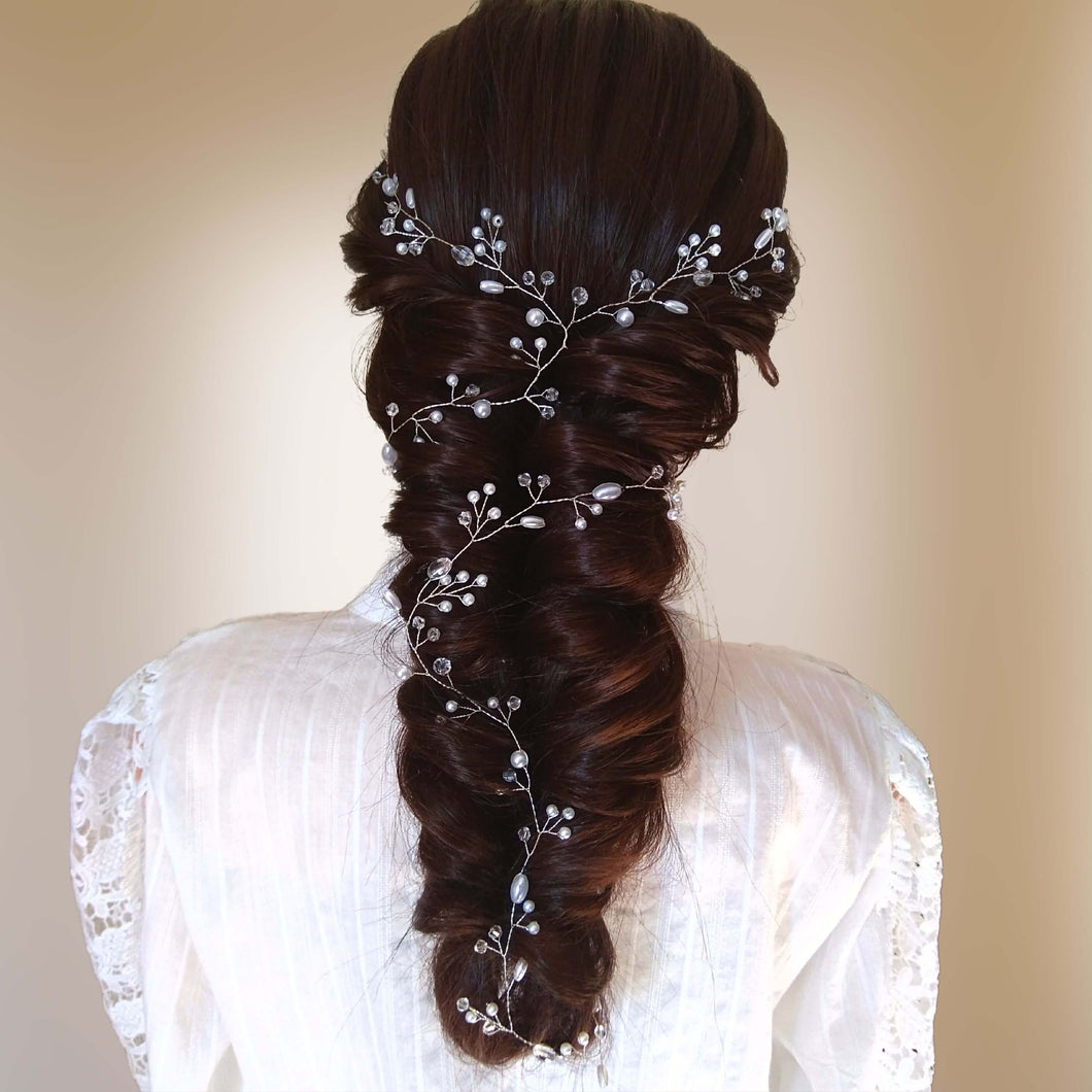 vigne de cheveux en forme de Y avec perles et cristal pour coiffure de sirène ou tresse bohème