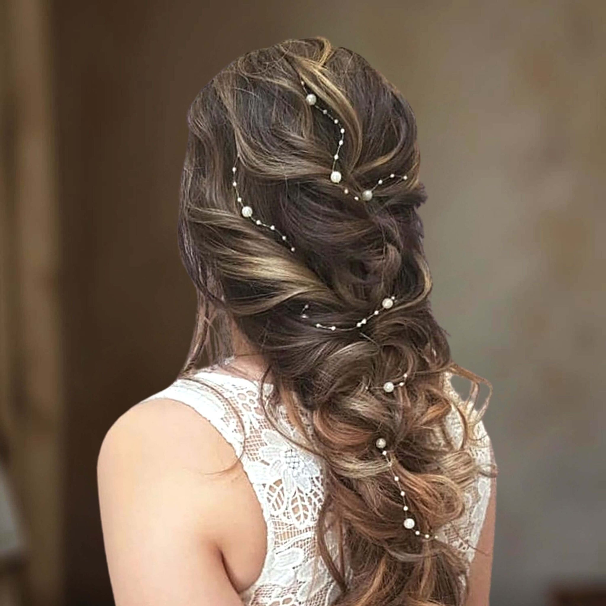 Vigne de cheveux mariage - fleur en perles blanches - Calino Crea
