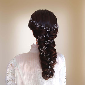 vigne de cheveux longue en forme de Y avec perles et cristal pour coiffure de sirène ou tresse bohème