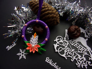 Ornement bougie de Noël, Décoration Réveillon Noël, Suspension pour sapin en violet et orange