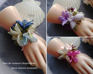 Lys Corsage de poignet fleurs, Lilium Bracelet mariage demoiselle d'honneur