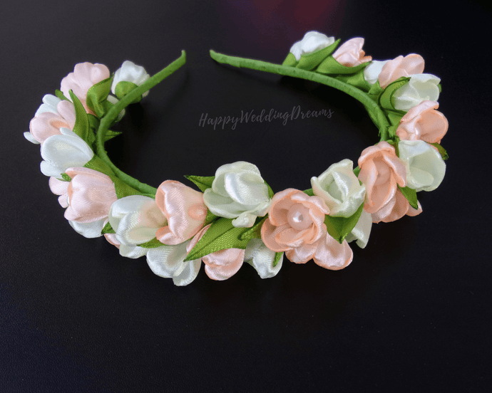 Serre-tête fleurs crocus, Bandeau fleurs mariage champêtre, Diadème floral