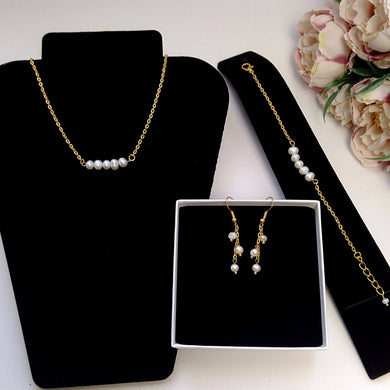 Parure de mariage en perles d'eau douce, Bijoux de mariée en perles naturelles