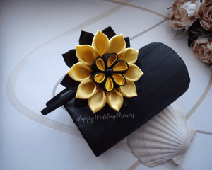 Serre-tête fille grande fleur kanzashi, Bandeau cheveux fleur en satin, Couleurs personnalisables