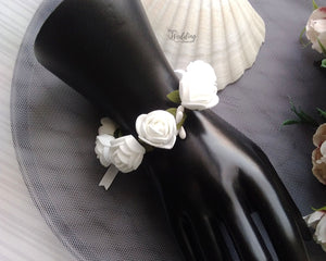 Simple Corsage de poignet demoiselle d'honneur, Bracelet de mariage avec roses en mousse