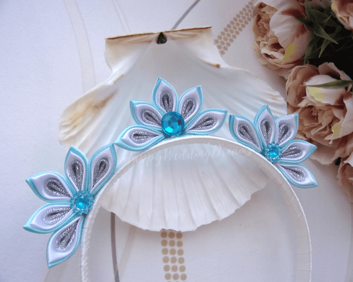 Serre-tête princesse, Couronne petite fille, Bandeau cheveux satin