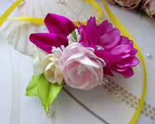 Charger l&#39;image dans la galerie, Barrette française florale en rose foncé pour mariage champêtre, Pince cheveux fleurs