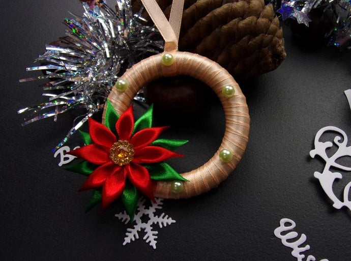 Ornement de Noël Poinsettia, Suspension pour sapin étoile de Noël, Décoration Réveillon