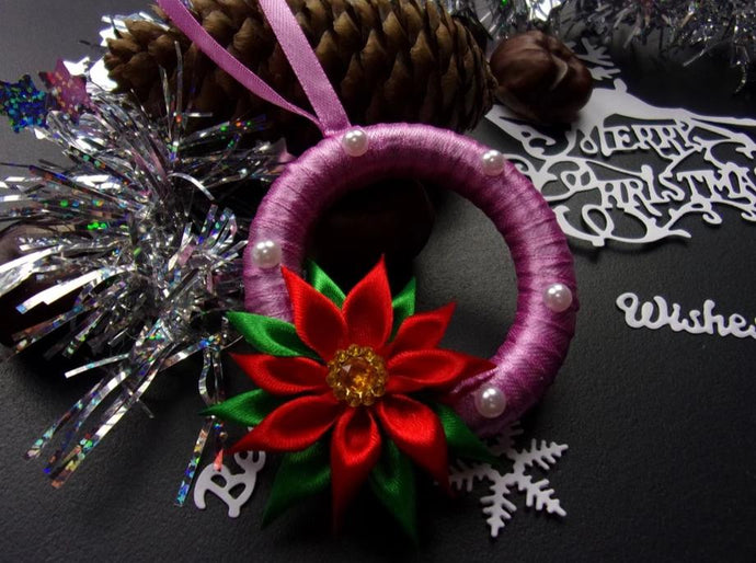 Décoration sapin Poinsettia, Ornement de Noël, Suspension pour sapin étoile de Noël, Réveillon